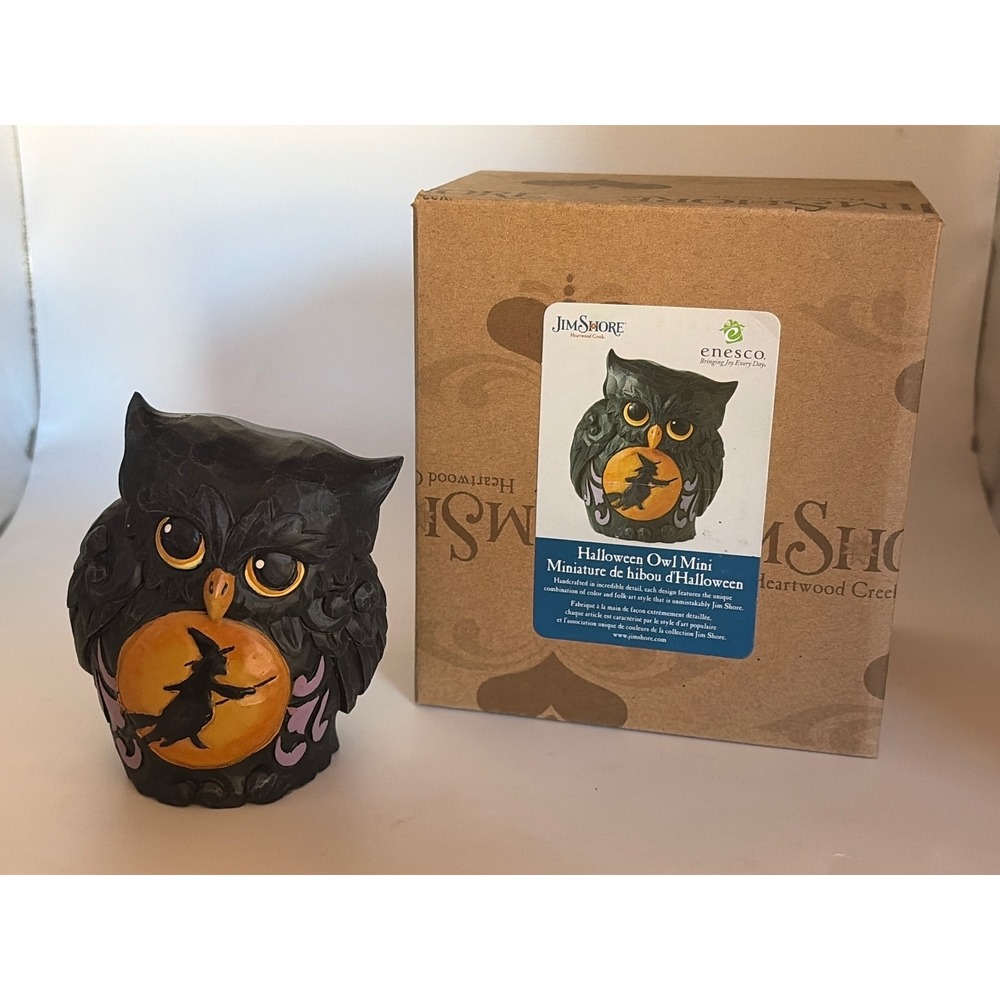 Jim Shore Heartwood Creek Halloween Owl Mini Witch Moon Figurine 4022934 Boxed